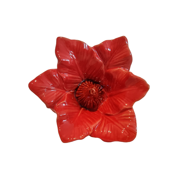 Blomst i rd keramik 9 x 13cm