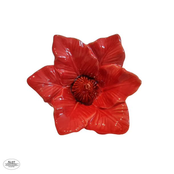 Blomst i rd keramik 9 x 13cm