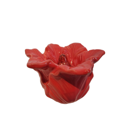 Blomst i rd keramik 9 x 13cm