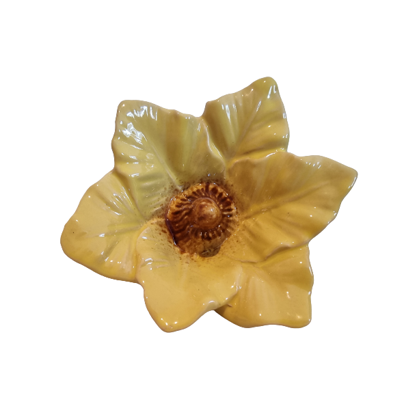 Blomst i gul keramik 9 x 13cm