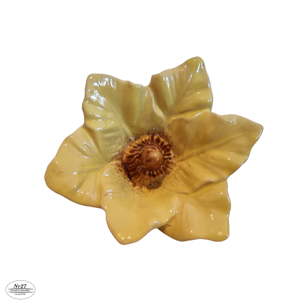 Blomst i gul keramik 9 x 13cm