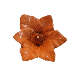Blomst i orange keramik 9 x 13cm
