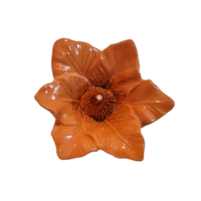 Blomst i orange keramik 9 x 13cm