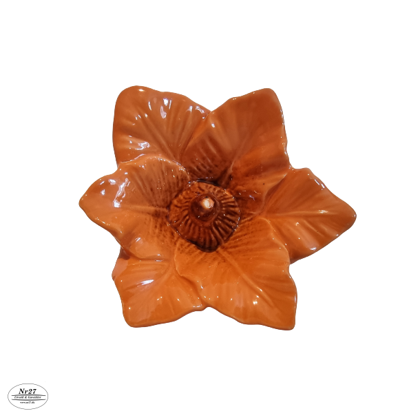 Blomst i orange keramik 9 x 13cm