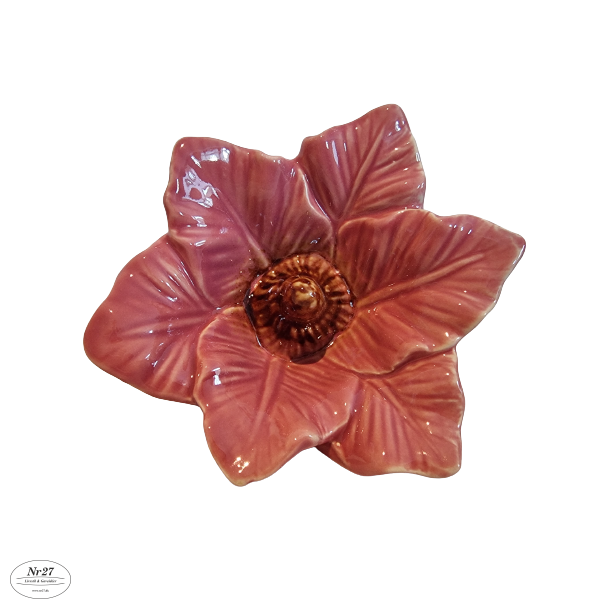 Blomst i gammel rosa keramik 9 x 13cm