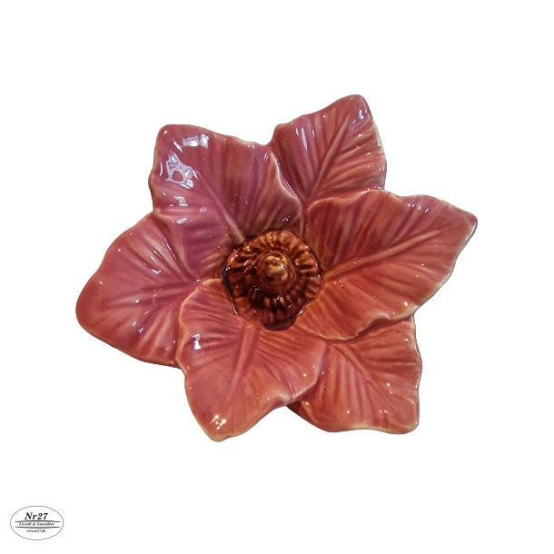 Blomst i gammel rosa keramik 9 x 13cm