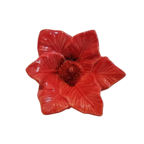 Blomst i rd keramik 8 x 12cm