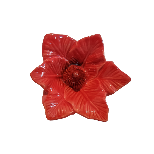 Blomst i rd keramik 8 x 12cm