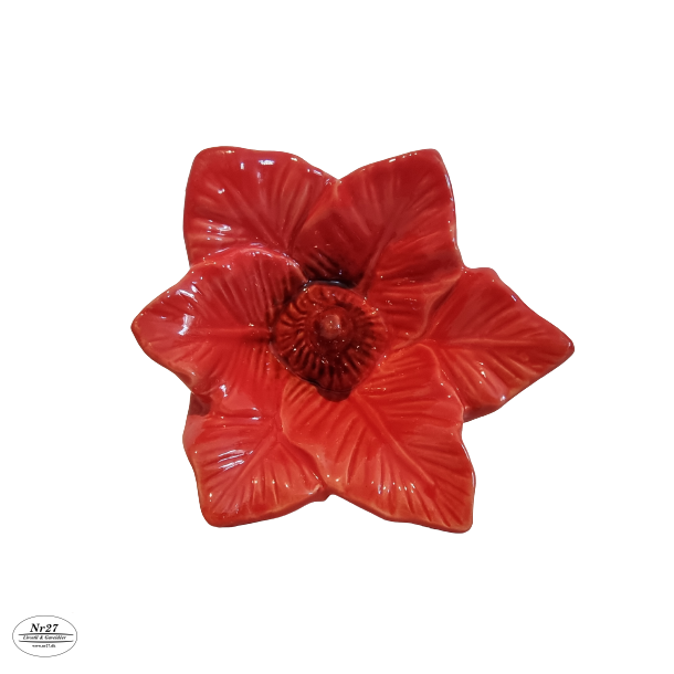 Blomst i rd keramik 8 x 12cm