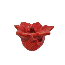 Blomst i rd keramik 8 x 12cm