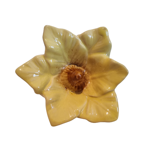 Blomst i gul keramik 8 x 12cm