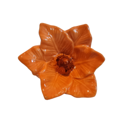 Blomst i orange keramik 8 x 12cm