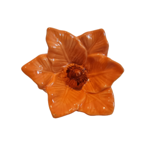 Blomst i orange keramik 8 x 12cm