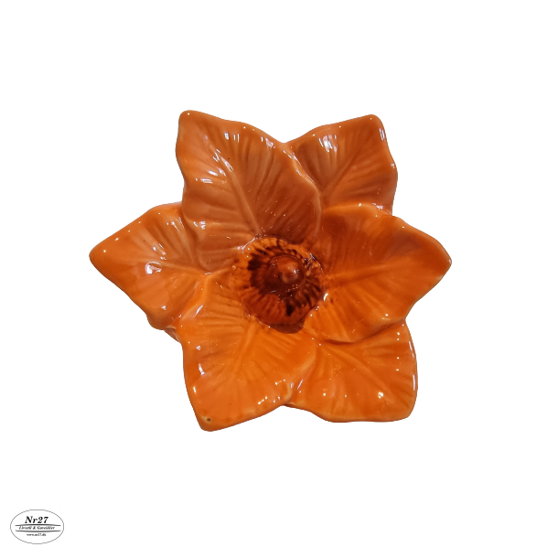 Blomst i orange keramik 8 x 12cm