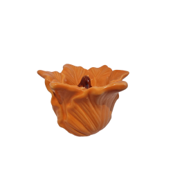 Blomst i orange keramik 8 x 12cm