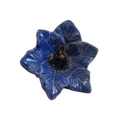 Blomst i bl keramik 8 x 12cm