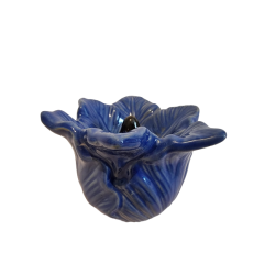 Blomst i bl keramik 8 x 12cm