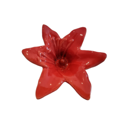 Blomst i rd keramik 7 x 12cm