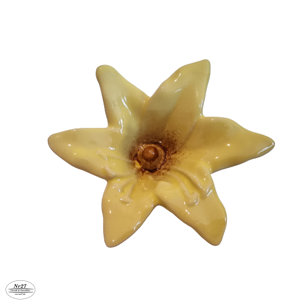 Blomst i gul keramik 7 x 12cm