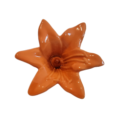 Blomst i orange keramik 7 x 12cm