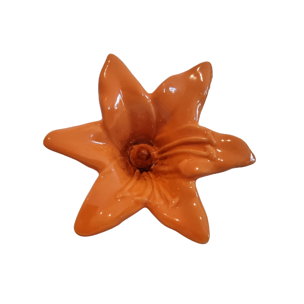 Blomst i orange keramik 7 x 12cm
