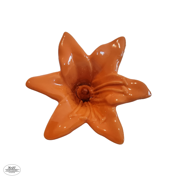 Blomst i orange keramik 7 x 12cm