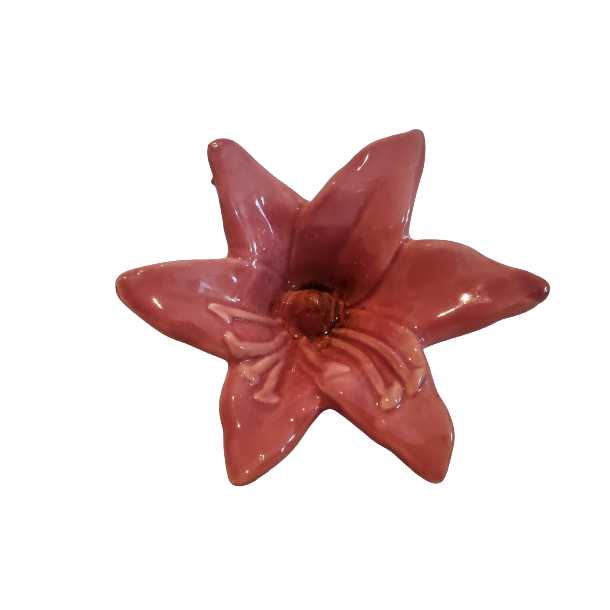 Blomst i gammel rosa keramik 7 x 12cm