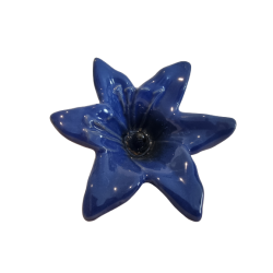 Blomst i bl keramik 7 x 12cm