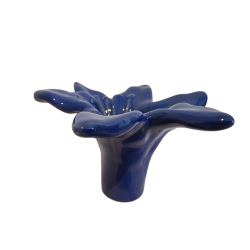 Blomst i bl keramik 7 x 12cm