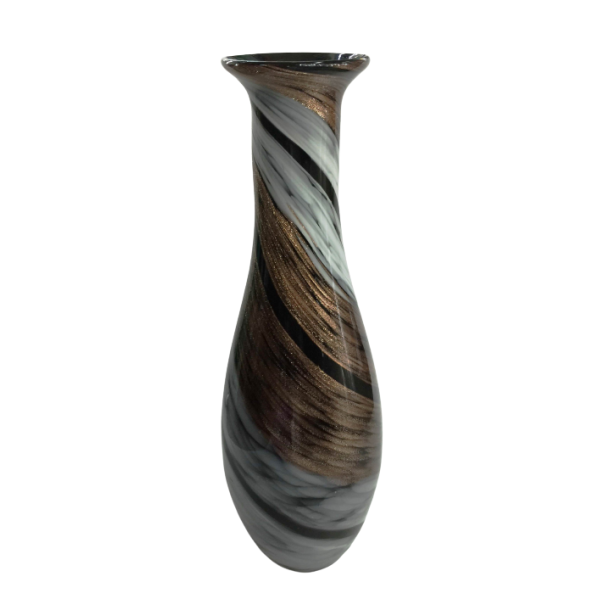 Glas Vase Gr/Guld 42cm