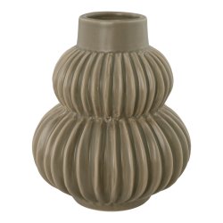 HOUSE NORDIC Vase i keramik m. riller gr rund