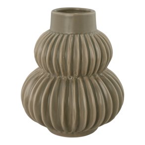 HOUSE NORDIC Vase i keramik m. riller gr rund