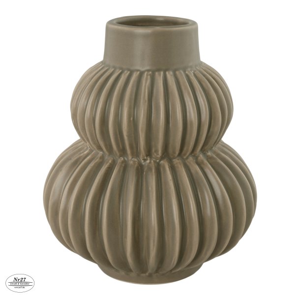 HOUSE NORDIC Vase i keramik m. riller gr rund