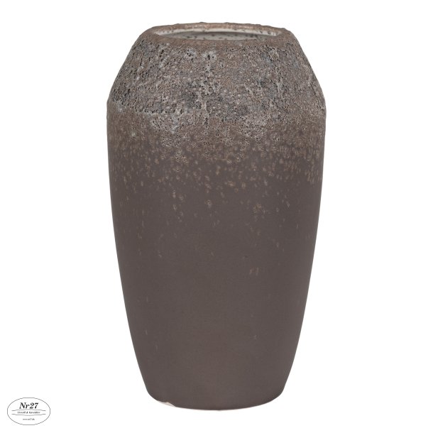 HOUSE NORDIC Vase i keramik, brun, rund, 13x22 cm