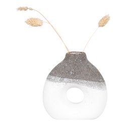 HOUSE NORDIC Vase i keramik, brun/hvid, 13x6x14 cm
