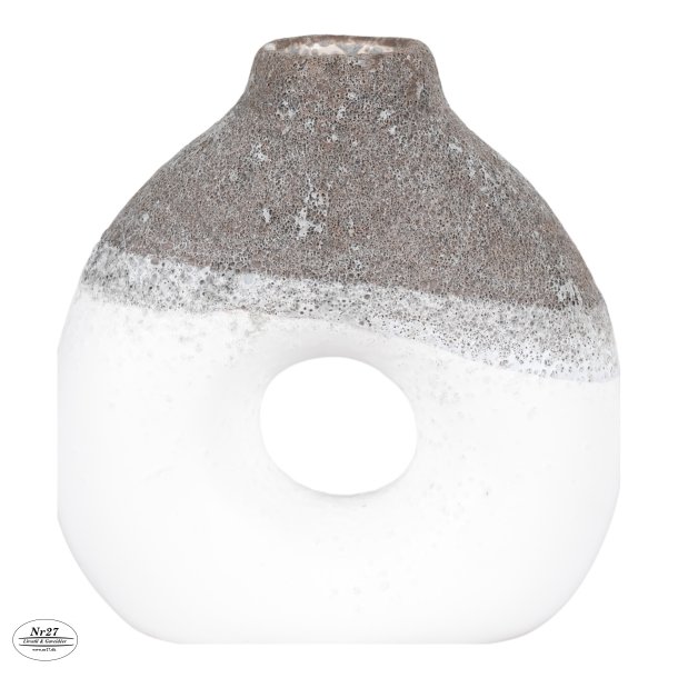 HOUSE NORDIC Vase i keramik, brun/hvid, 13x6x14 cm