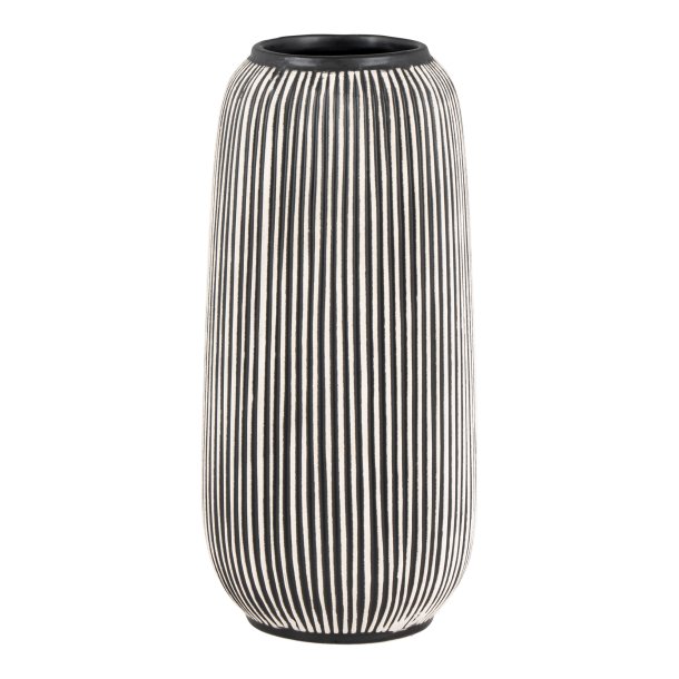 HOUSE NORDIC Vase i keramik, sort/hvid, rund, 9,5x20 cm