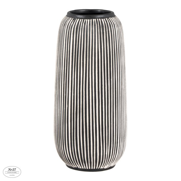 HOUSE NORDIC Vase i keramik, sort/hvid, rund, 9,5x20 cm