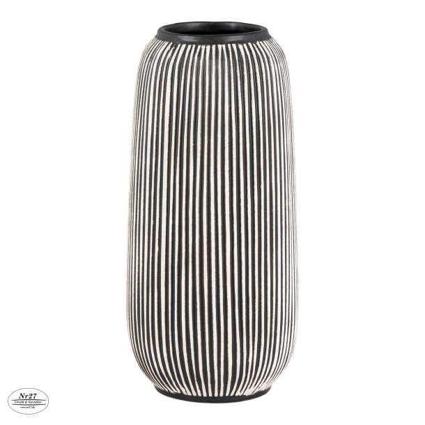 HOUSE NORDIC Vase i keramik sort/hvid rund