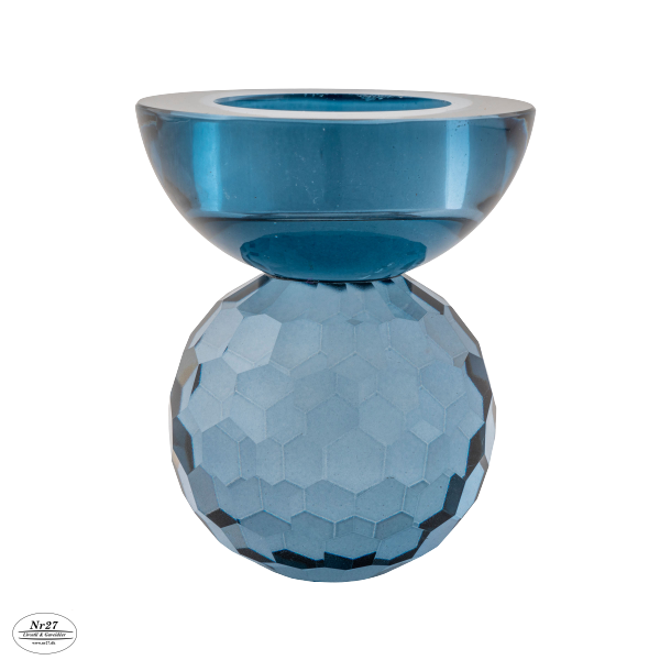 HOUSE NORDIC Lysestage i glas, bl 7x7x8,5 cm