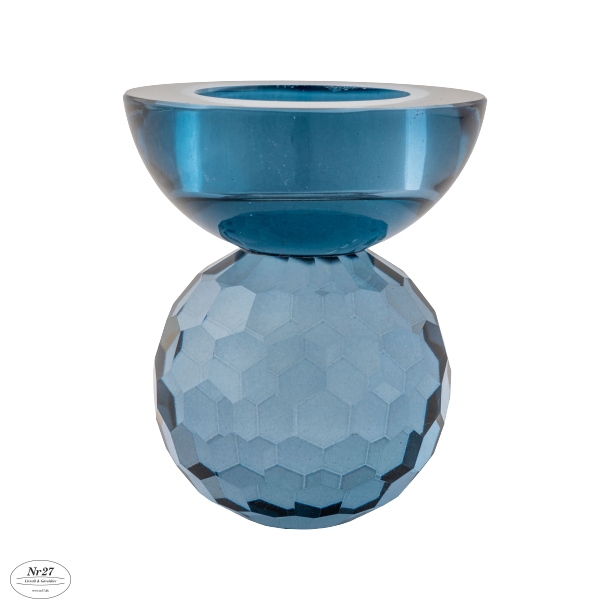 HOUSE NORDIC Lysestage i glas, bl 7x7x8,5 cm