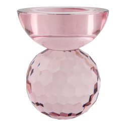HOUSE NORDIC Lysestage i glas, rosa 7x7x8,5 cm