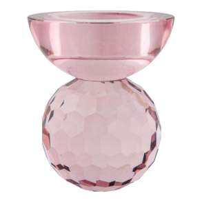 HOUSE NORDIC Lysestage i glas, rosa 7x7x8,5 cm