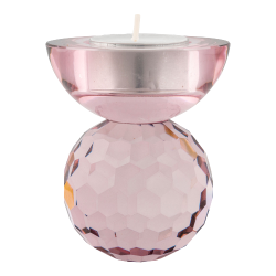 HOUSE NORDIC Lysestage i glas, rosa 7x7x8,5 cm