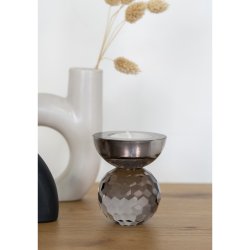 HOUSE NORDIC Lysestage i smoked glas 7x7x8cm