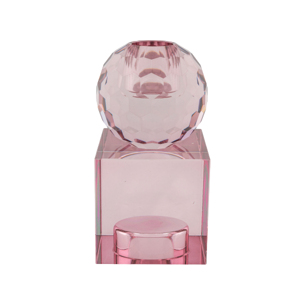 HOUSE NORDIC Lysestage i glas, rosa 6x6x11,5 cm
