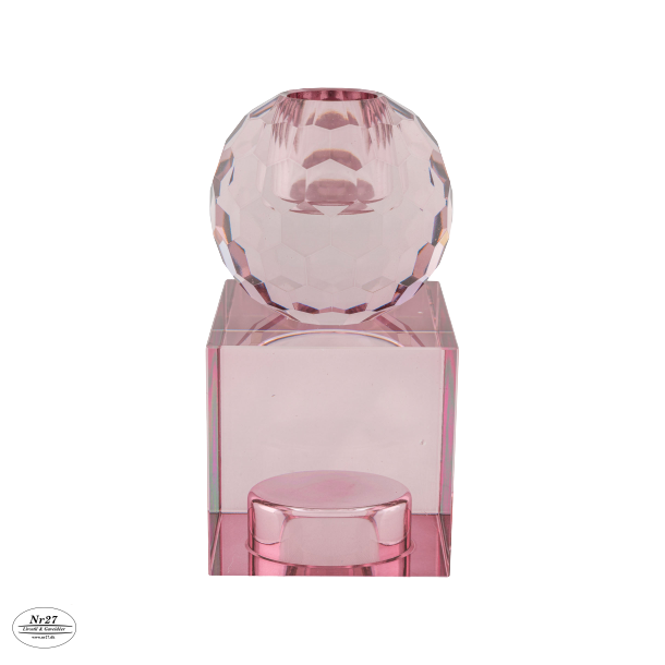 HOUSE NORDIC Lysestage i rosa glas 6x6x11,5cm