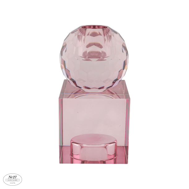 HOUSE NORDIC Lysestage i glas, rosa 6x6x11,5 cm