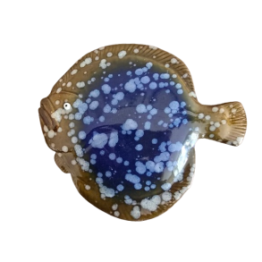 Keramik Fladfisk brun og bl