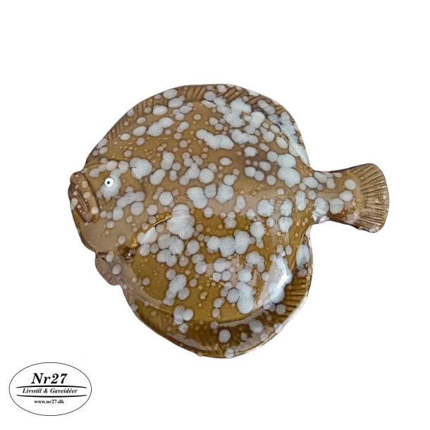 Keramik Fladfisk med hvide pletter lille